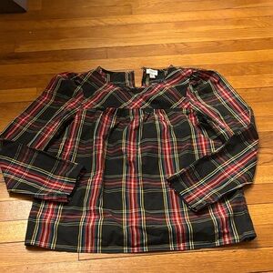 J. Crew Women's Plaid Blouse - Black and Red